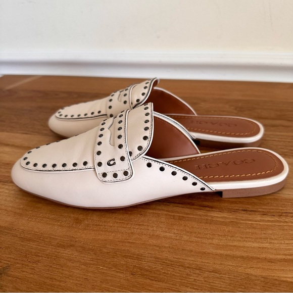 Coach Faye Loafer Slide Mule White Leather Women Size 8 G3831 - Picture 5 of 11